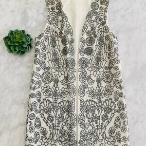 Vintage Beaded Formal Long Jacket White Small Bridal Unique Retro Handmade 60's